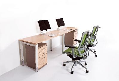2 person straight desk 2400w x 750d x 720h (620h - 920h) snow maple 