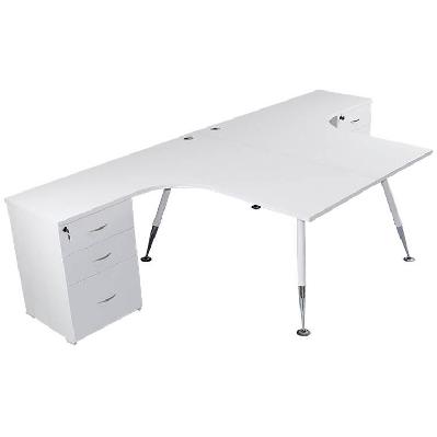 fleet 2 person back to back corner workstation 3000 x 1500 - including drawers white 
