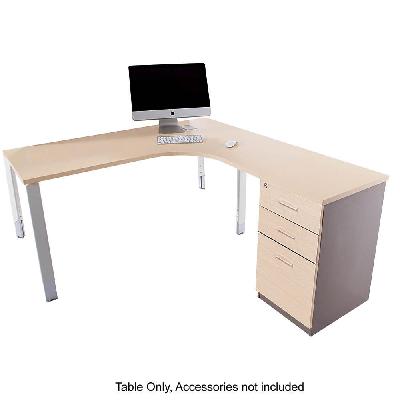1500 x 1500 x 600 x 500 x 720h (620h - 920h) corner workstation lhs - 2dr file drawer fixed pedestal included snow maple 