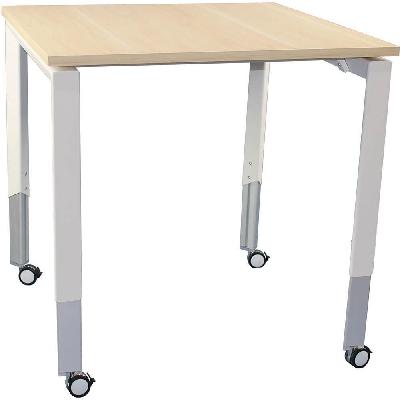 oblique height adjustable meeting table 900 x 900mm snow maple 
