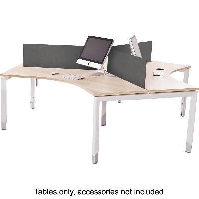1200 x 1200 x 600 x 600 x 720h (620h - 920h) 3 person workstation pod snow maple 