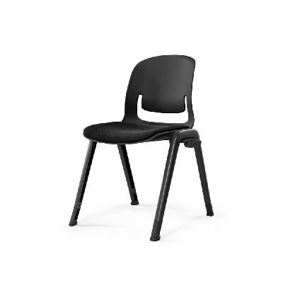 palette chair with black aliminium 4-leg frame no arms black seat 