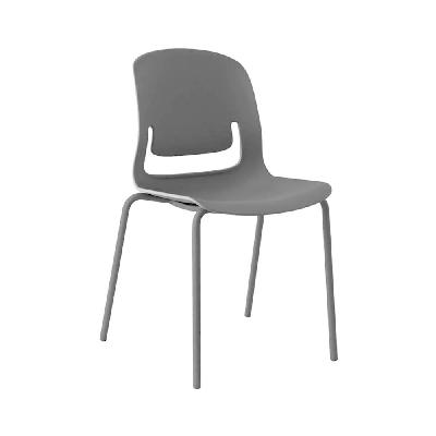 palette chair with black steel 4-leg frame no arms black seat 