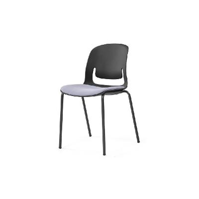 palette chair with black steel 4-leg frame no arms grey seat 