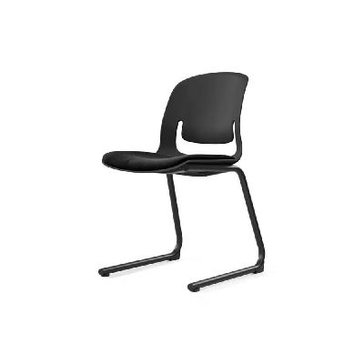 palette chair with black steel reverse cantilever frame black seat 