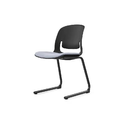 palette chair with black steel reverse cantilever frame grey seat 