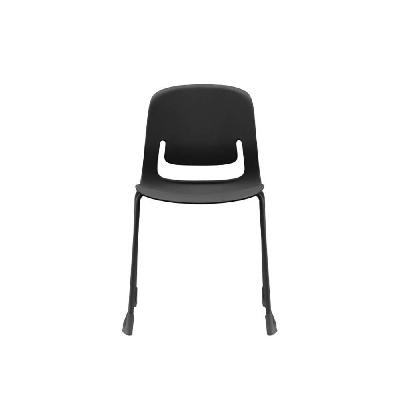 palette chair with black sled frame no arms black seat 