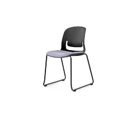 palette chair with black steel sled frame no arms grey seat 