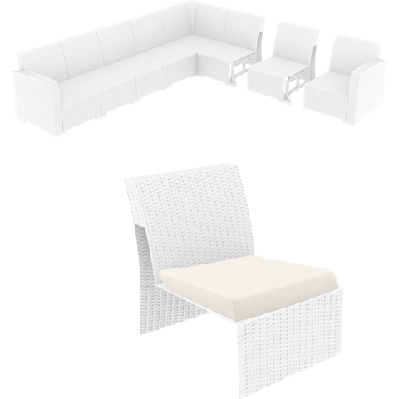 fl siesta monaco extension part for monaco outdoor loungewhite / beige cushion