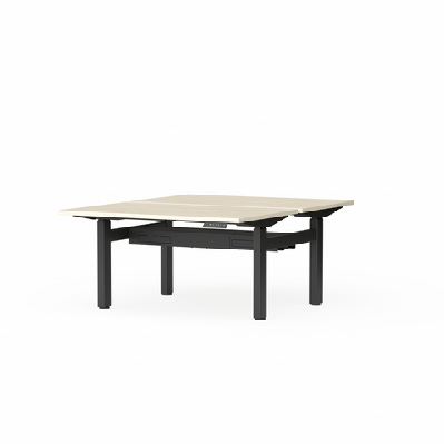 ol klass electric height adjustable share desk - oak ravine top black famewithout cable tray / l1600 x d600