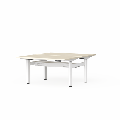 ol klass electric height adjustable share desk - nordic maple top white famewith cable tray / l1500 x d600