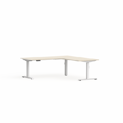 ol klass electric height adjustable corner desk - white famew1800 x 1800 x d750 mm / nordic maple / right