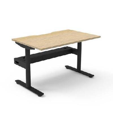 rl halo static single sided desk 1200w x 750d / without cable tray / natural oak top white satin base