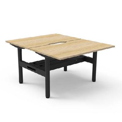 rl halo static back to back 2 user desk 1800w x 750d / with cable tray / natural oak top black satin base