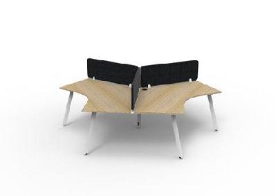 rl infinity 120 degree workstation for 3 users with eco panel screenoak top white base / black