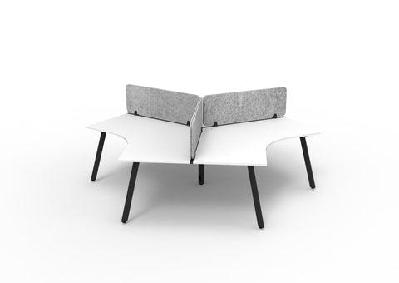 rl infinity 120 degree workstation for 3 users with eco panel screenwhite top black base / marble grey