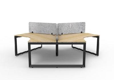 rl infinity 120 degree loop leg 3 user workstation with eco panel screennatural oak top black satin base / marble grey