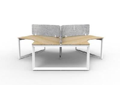 rl infinity 120 degree loop leg 3 user workstation with eco panel screennatural oak top white satin base / marble grey