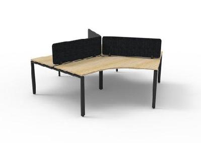 rl infinity 120 degree profile leg 3 user workstation with eco panel screenoak top black base / black
