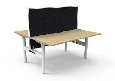 rl halo static back to back 2 user workstation with framed screen1500w x 750d / without cable tray / oak top white base black screen