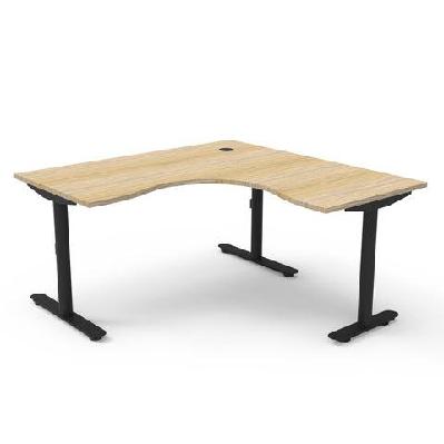 rl halo static corner desk 1800w x 1500w / without cable tray / natural oak top white satin base