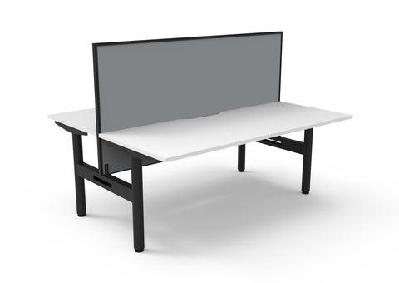 rl halo static back to back 2 user workstation with framed screen1800w x 750d / without cable tray / white top black base grey screen