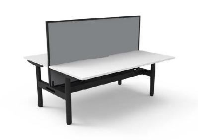 rl halo static back to back 2 user workstation with framed screen1800w x 750d / with cable tray / white top black base grey screen