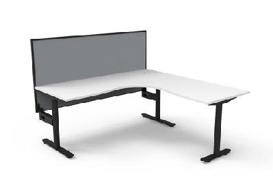 rl halo static corner workstation with aluminium framed screen1800w x 1800w / without cable tray / white top black base grey screen