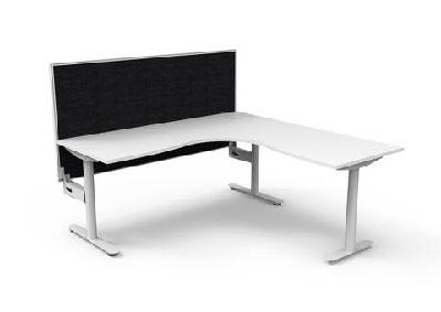 rl halo static corner workstation with aluminium framed screen1800w x 1800w / without cable tray / white top white base black screen
