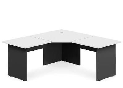 dd accent 3 piece splay corner workstationwhite top charcoal grey base