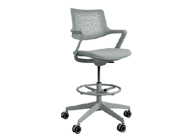 dd loki fabric upholstered seat drafting chairpearl grey