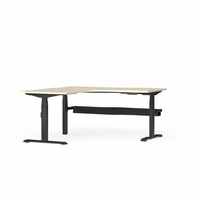 ol klass electric height adjustable corner desk with cable management- black fame w1800 x 1800 x d750 mm / white / left