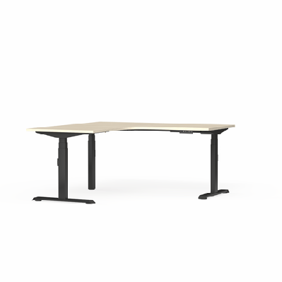 ol klass electric height adjustable corner desk - black fame w1800 x 1800 x d600 mm / nordic maple / right