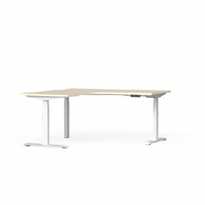 ol klass electric height adjustable corner desk - white fame w1800 x 1800 x d750 mm / nordic maple / right