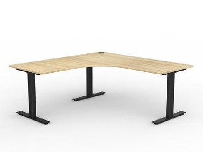 ol agile 90 degree fixed height corner desk oak new oak textured top with white base / left hand 