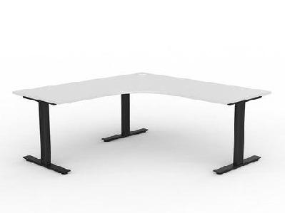 ol agile fixed height 90 degree corner desk w1800 x w1800 x d600 (2 piece top) / left hand / white top with white frame 