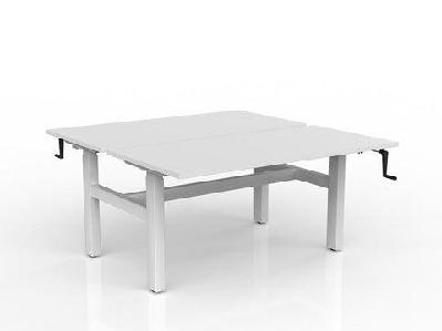 ol agile winder height adjustable shared desk white top with white frame without cable tray / l1200 x d750 
