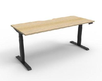 rl boost plus motorized height adjustable desk w1200 x d750 / with cable tray / natural white top white satin base