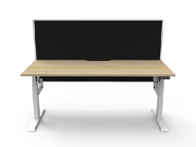 rl boost light motorized height adjustable workstation with shush30 screen w1800 x d750 / oak top black satin base / with cable tray 