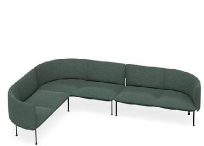 dd bowral fabric upholstered 6 seater l shaped breakout seatingdark green
