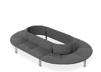 dd bowral fabric upholstered 12 seater oval breakout seatingcharcoal