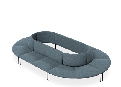 dd bowral fabric upholstered 12 seater oval breakout seatingdark blue