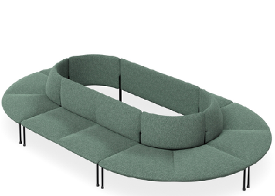 dd bowral fabric upholstered 12 seater oval breakout seating dark green 