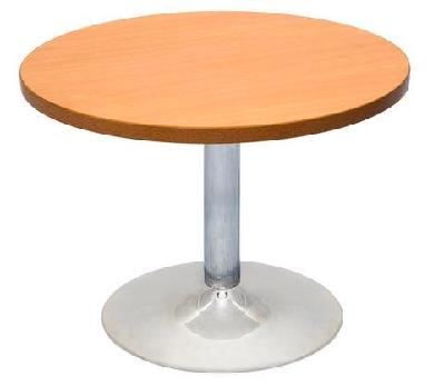 rl estilo stainless steel base round coffee table natural oak