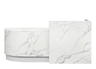 dd caringbah curved end premium reception counter2400 mm / marble / without lights