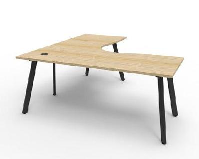 rl eternity corner desk natural oak top white satin base / 1800w x 1500w 