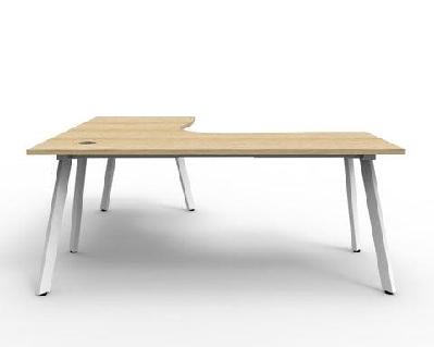 rl eternity corner desknatural oak top white satin base / 1800w x 1500w