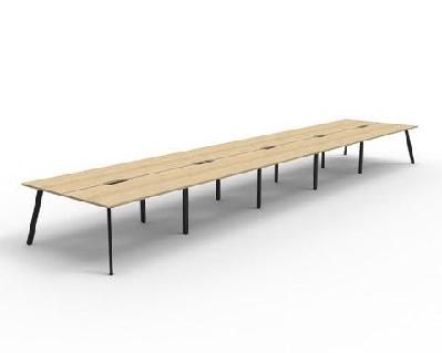 rl eternity double sided workstation w1800 x d750 / 2 users / natural oak top white satin base