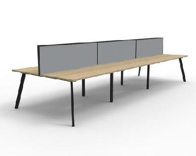 rl eternity double sided workstation with shush30 screen1800w x 750d / 6 users / natural oak top black satin base