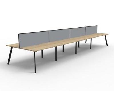 rl eternity double sided workstation with shush30 screen1500w x 750d / 8 users / natural oak top black satin base